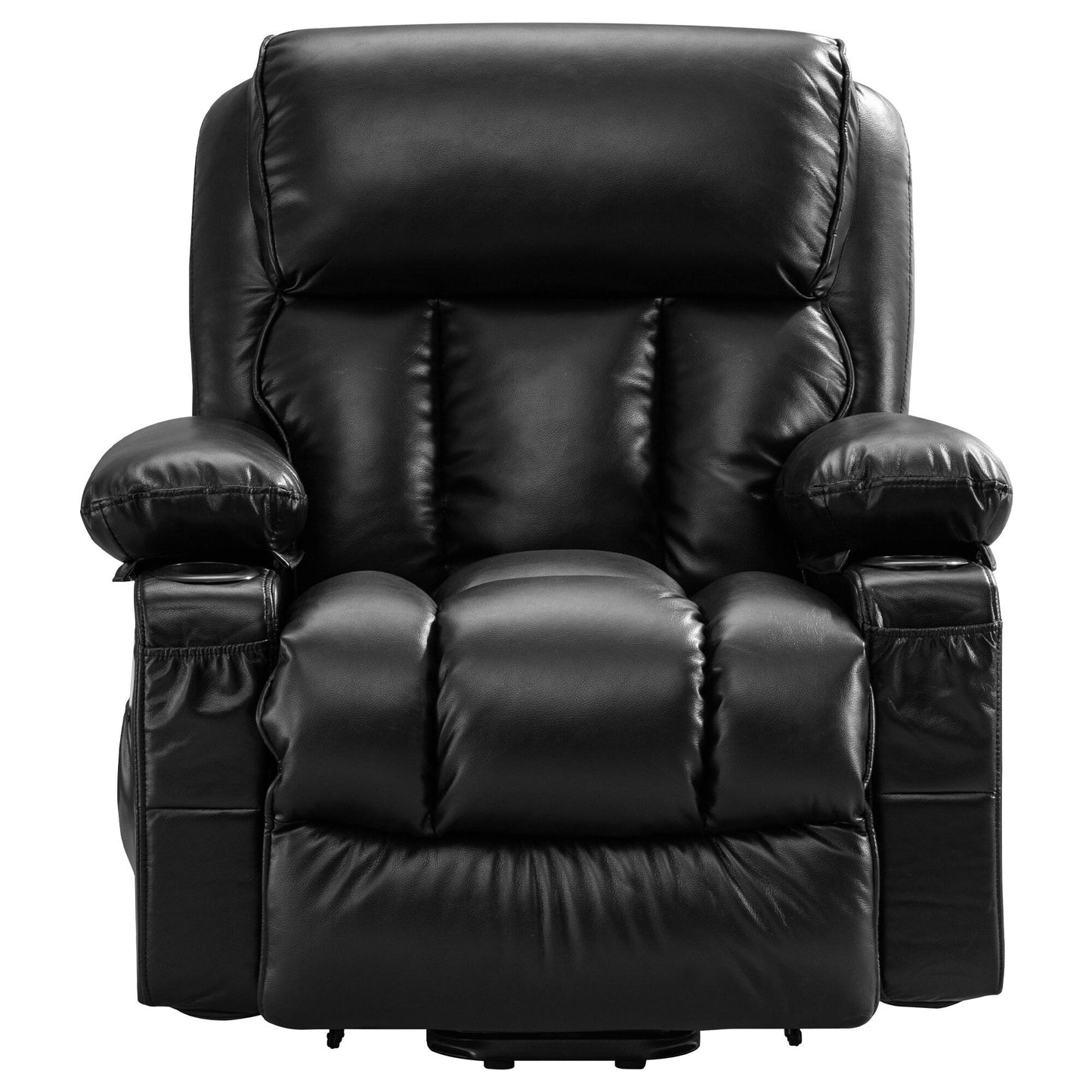 Black Power Lift Recliner with Massage, Heat & PU Leather