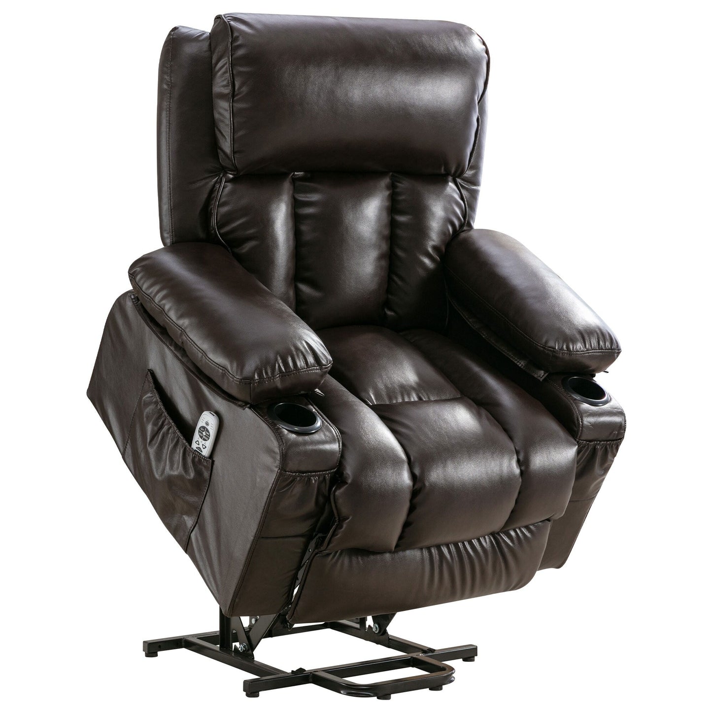 Black Power Lift Recliner with Massage, Heat & PU Leather