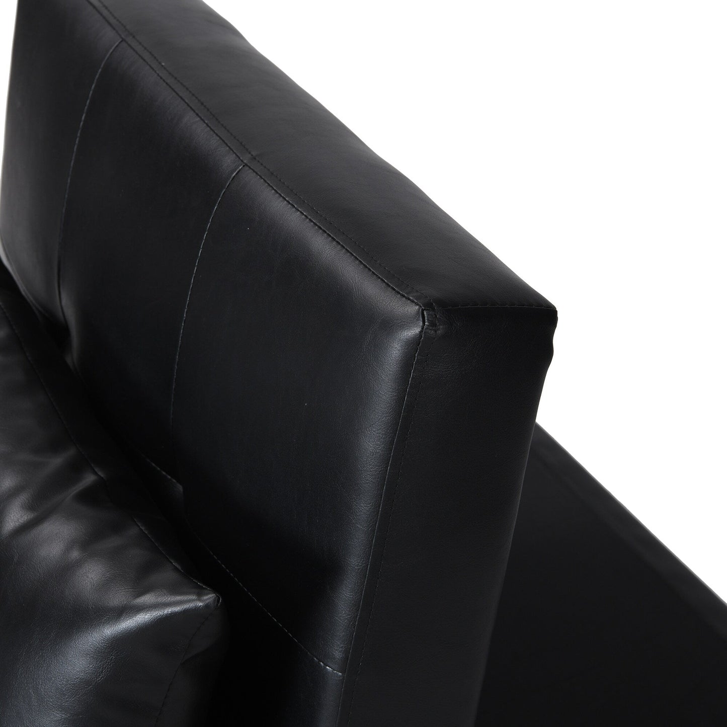 Black Single Folding Ottoman Sofa Bed with Adjustable Back