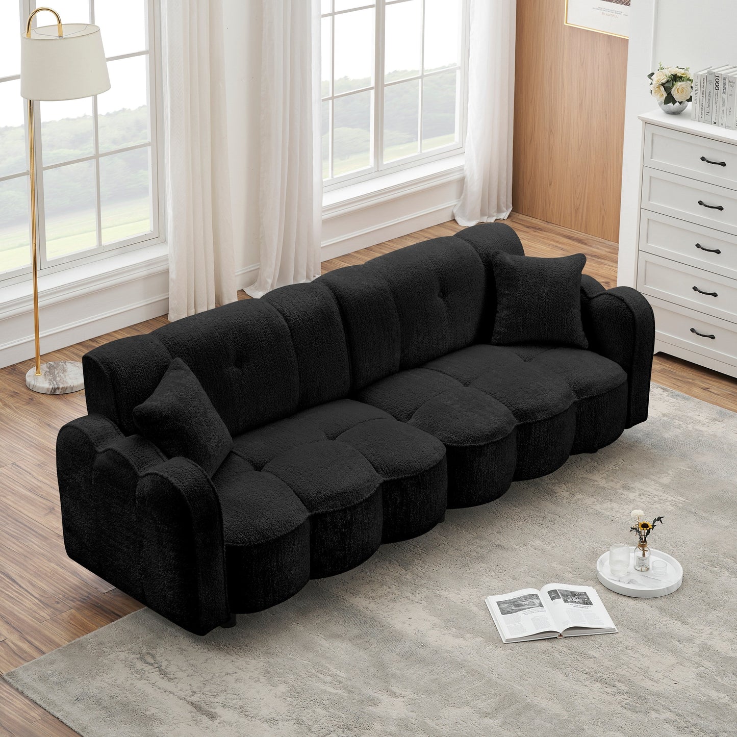 Black Teddy Plush Cloud 3-seater Sofa