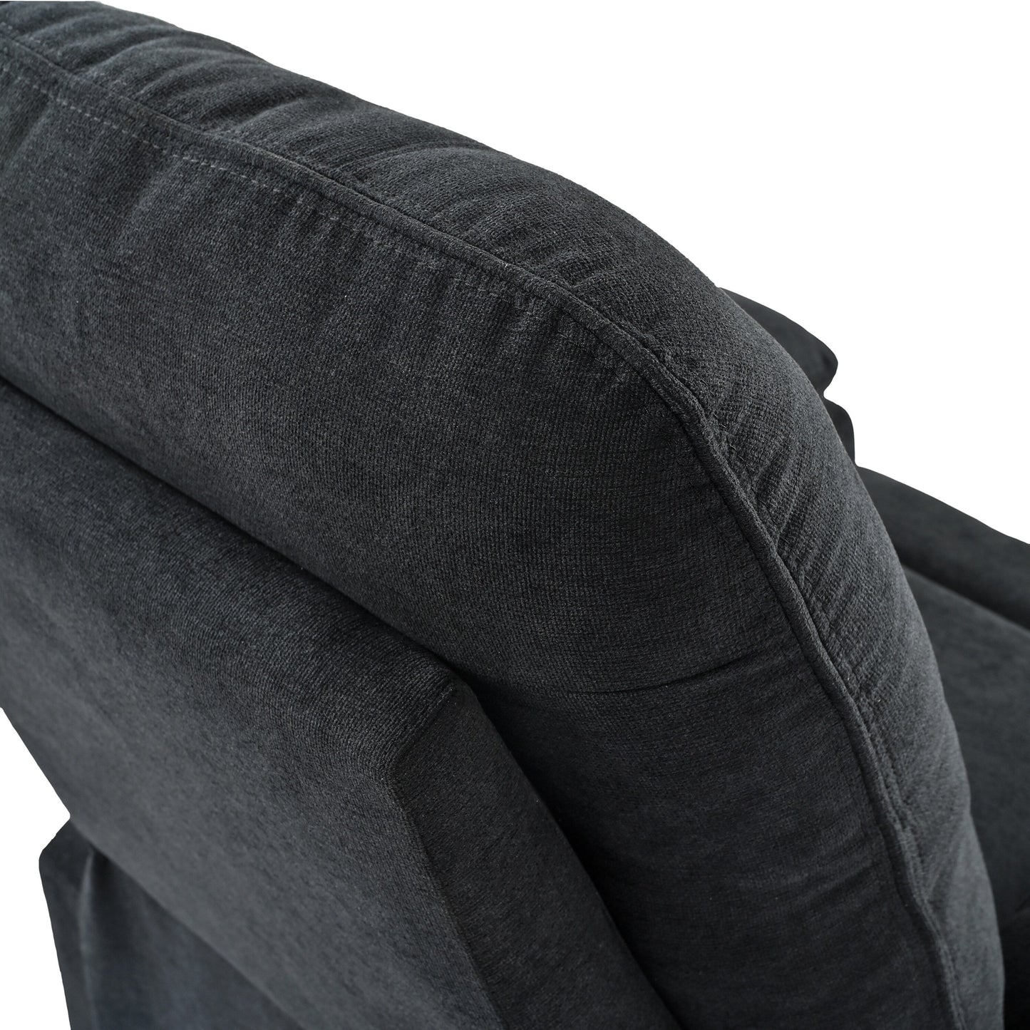 Black Upholstered Manual Recliner with Massage, Lumbar Heating, Pillow Top Arms, Side Pockets