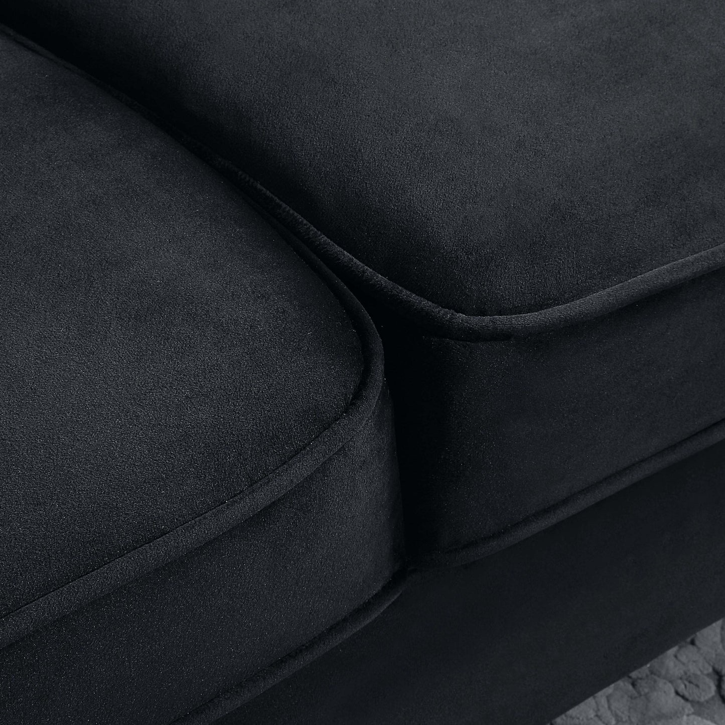 Black Velvet 3-seater Sofa with Gold Finish Metal Leg