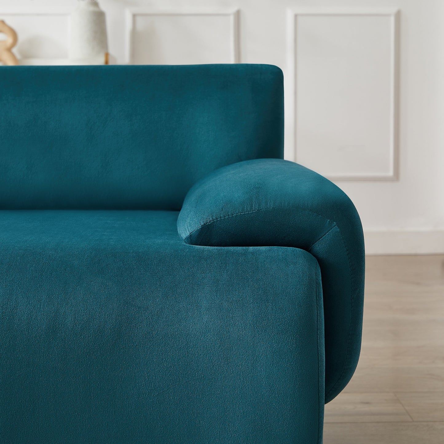 Blue 105 L-Shaped Convertible Sectional Sofa with Movable Ottoman and Deep Seat Design
