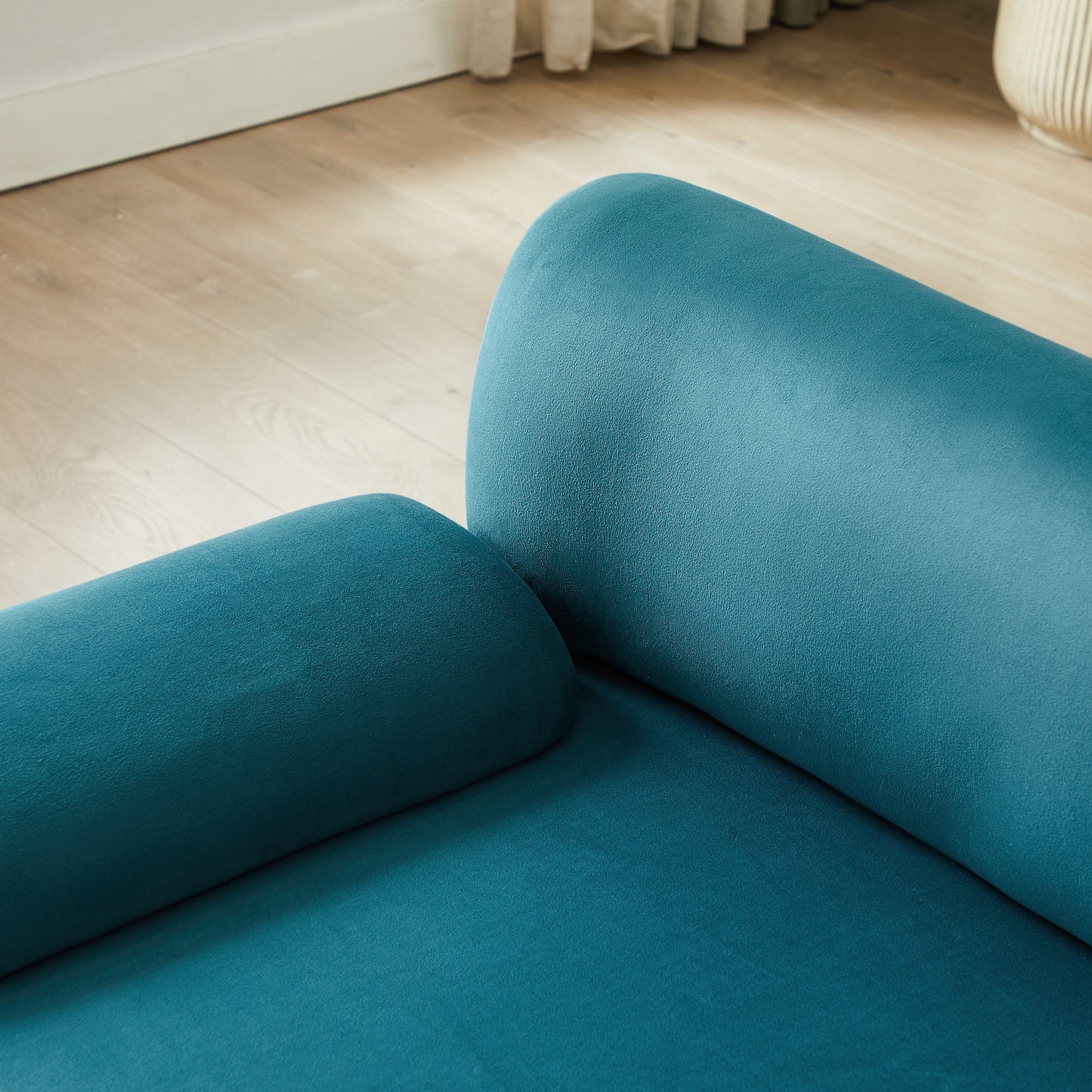 Blue 105 L-Shaped Convertible Sectional Sofa with Movable Ottoman and Deep Seat Design