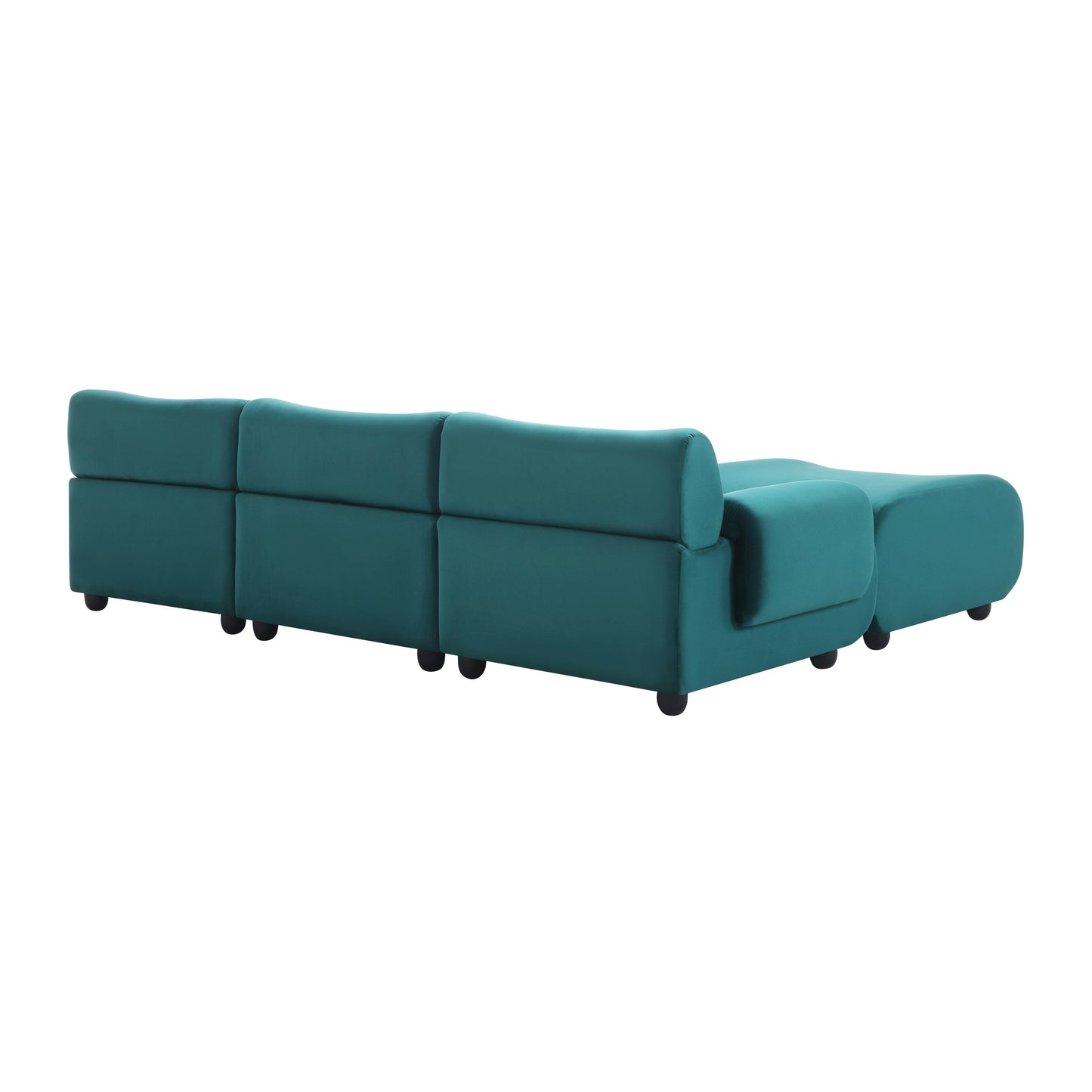 Blue 105 L-Shaped Convertible Sectional Sofa with Movable Ottoman and Deep Seat Design