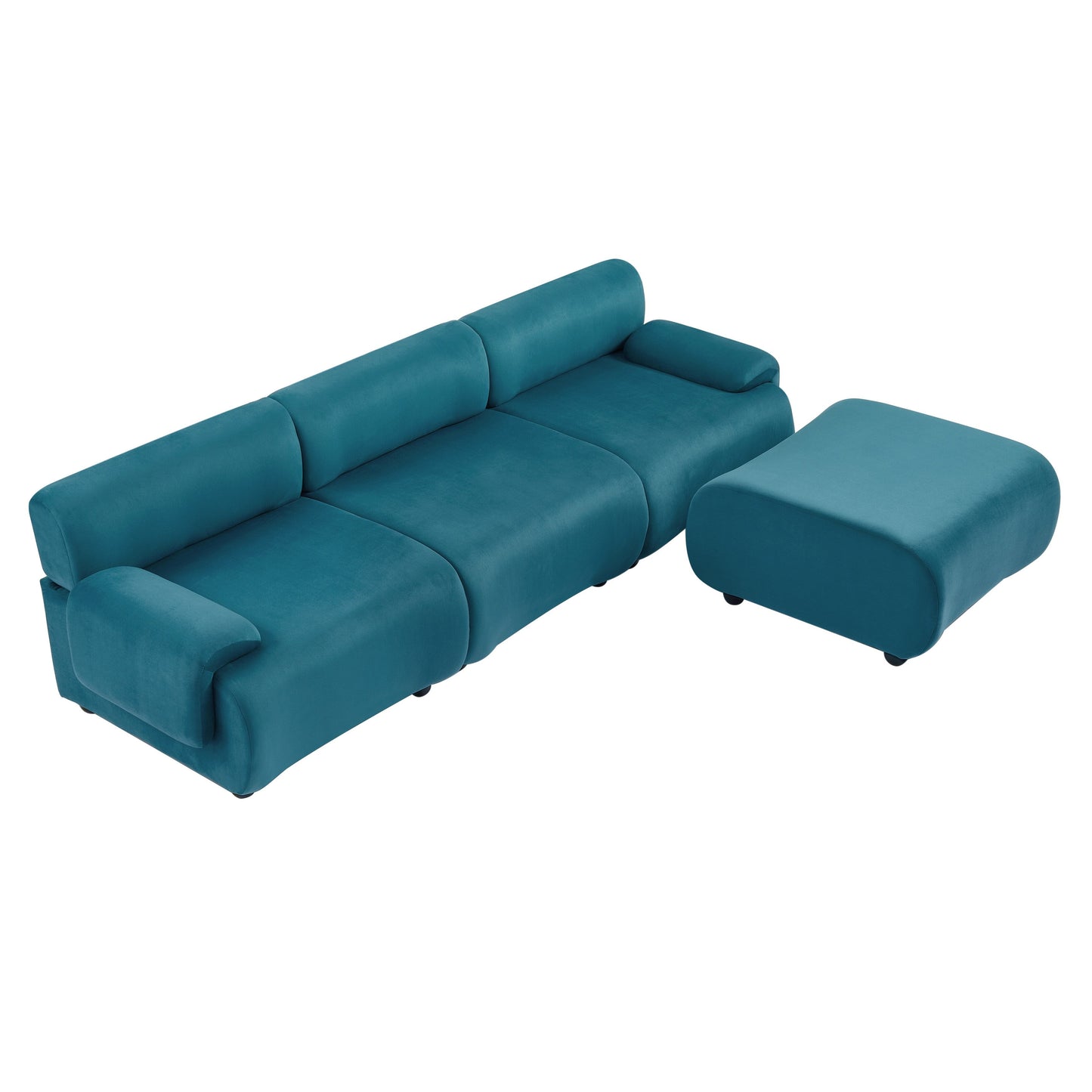 Blue 105 L-Shaped Convertible Sectional Sofa with Movable Ottoman and Deep Seat Design
