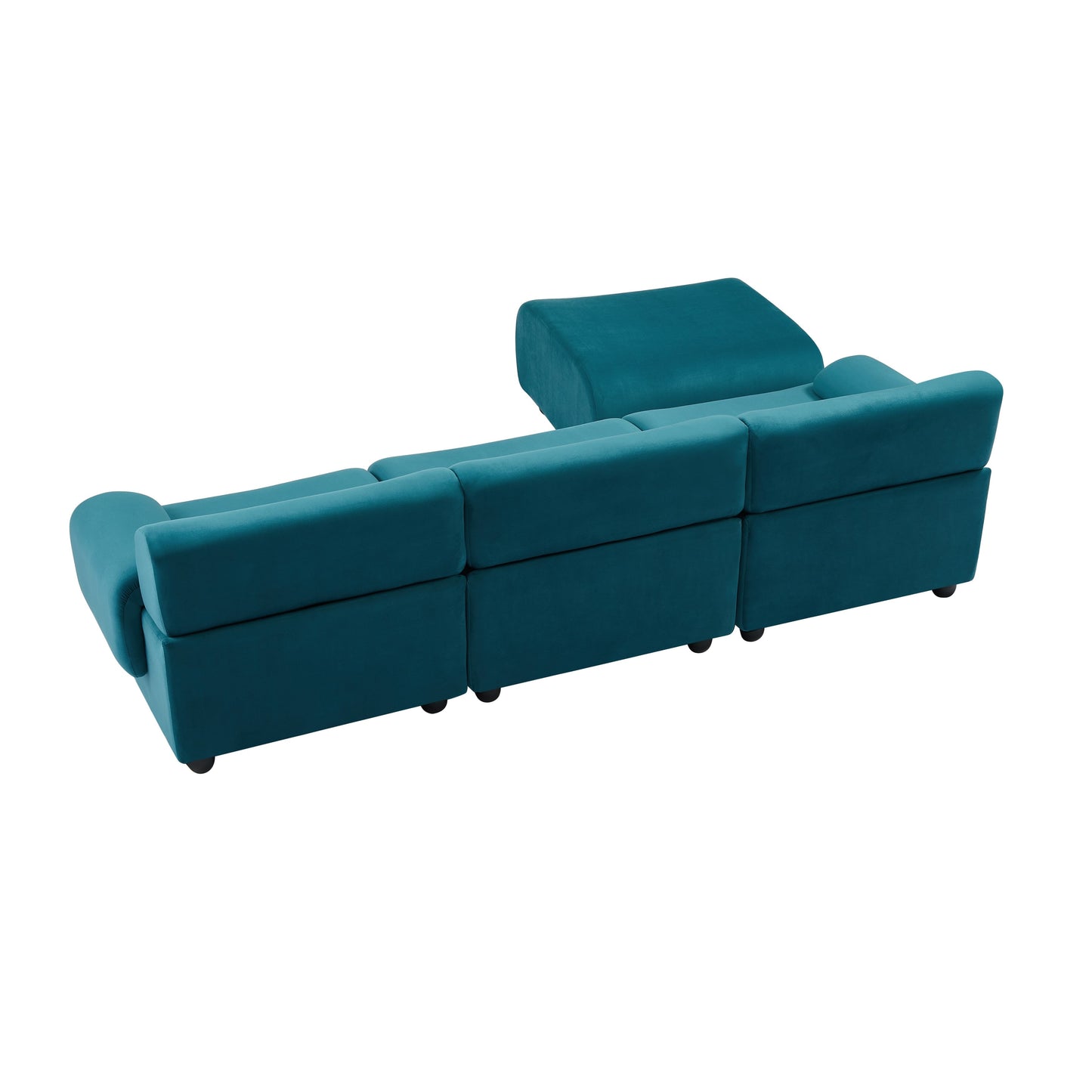 Blue 105 L-Shaped Convertible Sectional Sofa with Movable Ottoman and Deep Seat Design