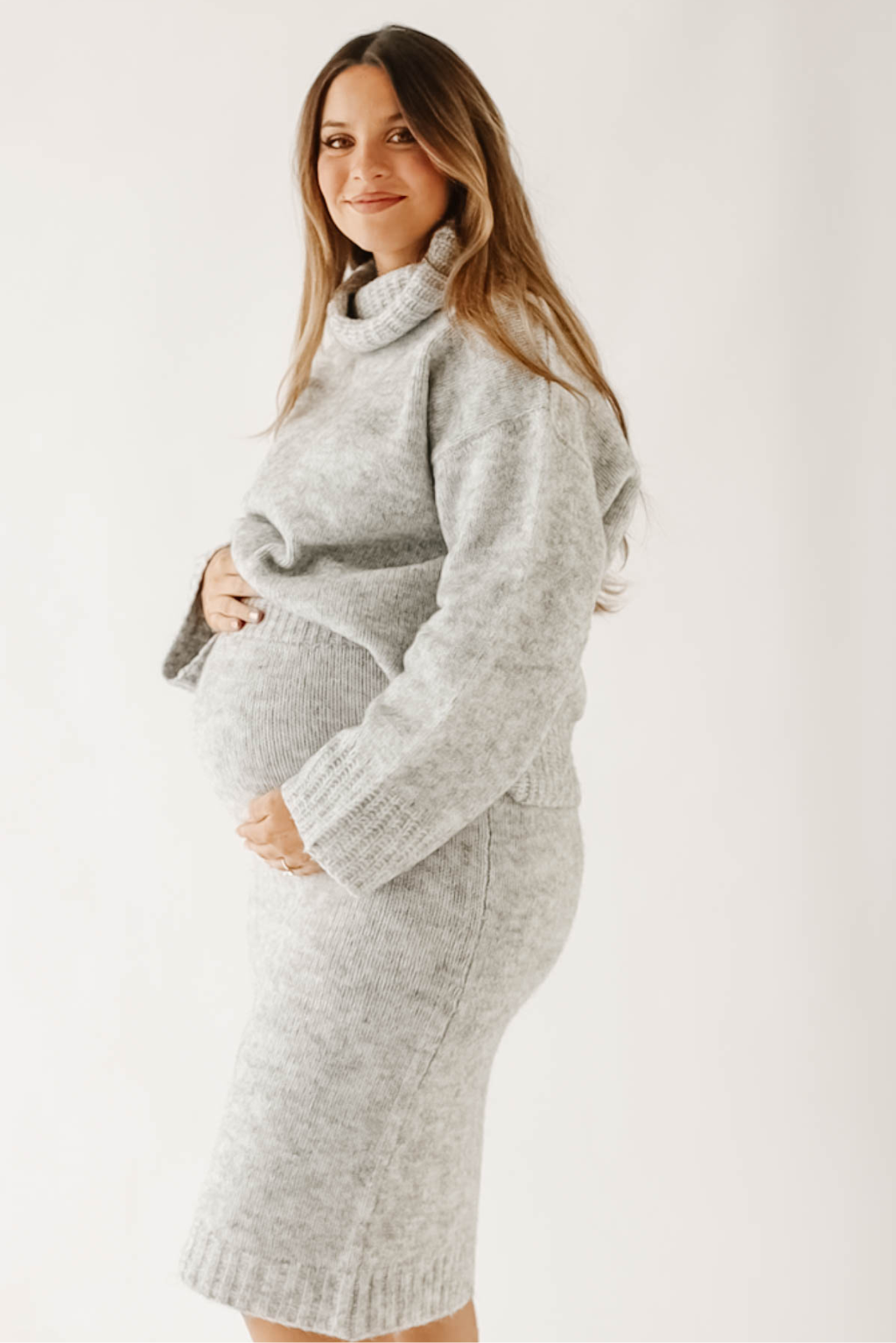 Robyn Knit Skirt in Heather Grey - Bump Friendly