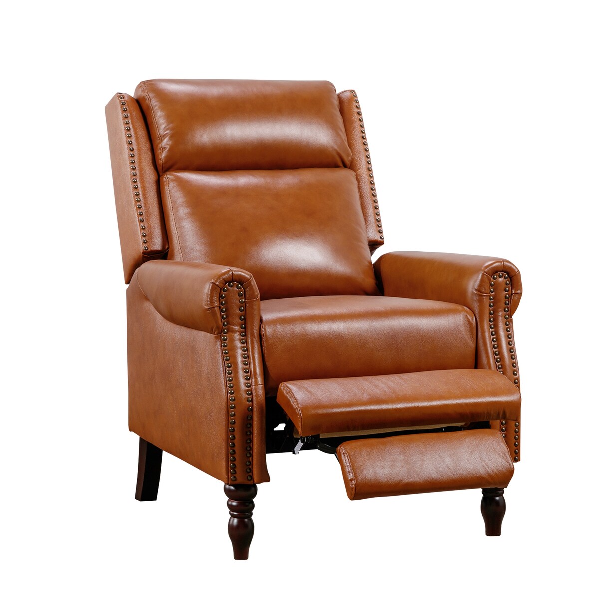 Genuine Leather Push Back Adjustable Recliner with Comfortable Arms for Living Room Chair