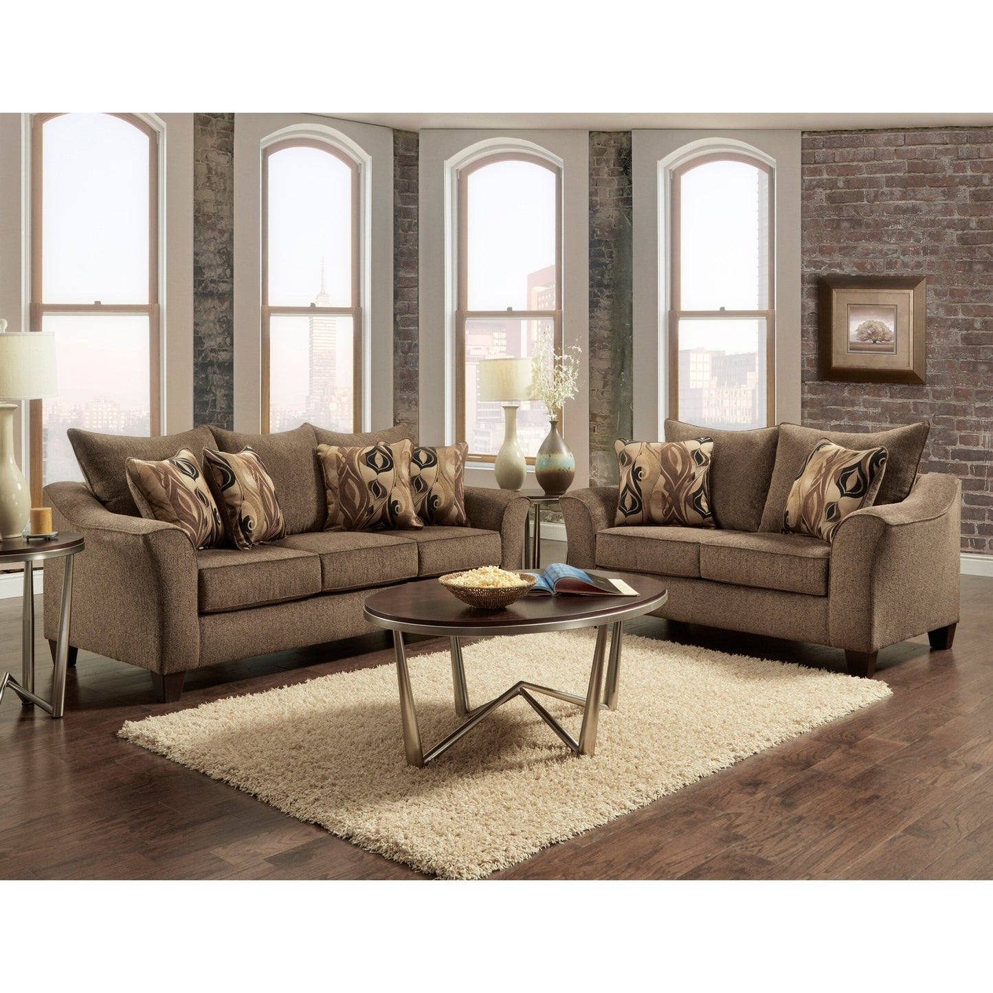 Roundhill Furniture Camero Fabric Pillowback Sofa