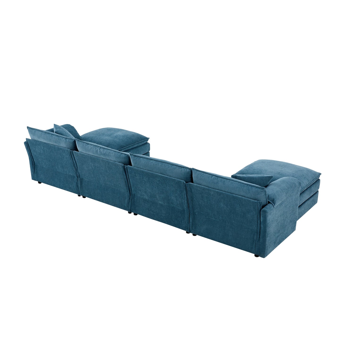 Chenille Modular Sectional Sofa,U Shaped Cloud Couch Set With Double Cushions,6 Seat Sofa With Movable Ottomans