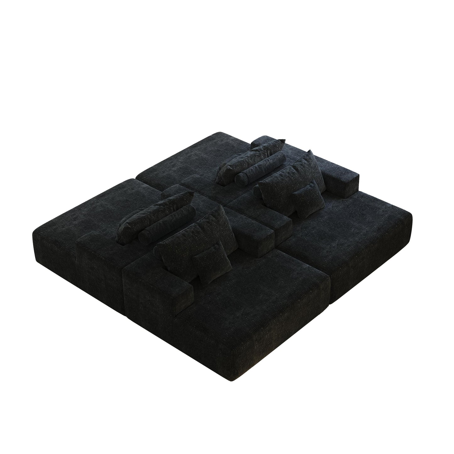Chenille Single Sleeper Chair Sofa with Backrest Pillow