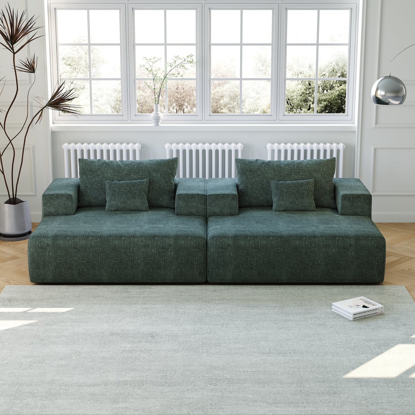 Chenille Single Sleeper Chair Sofa with Backrest Pillow