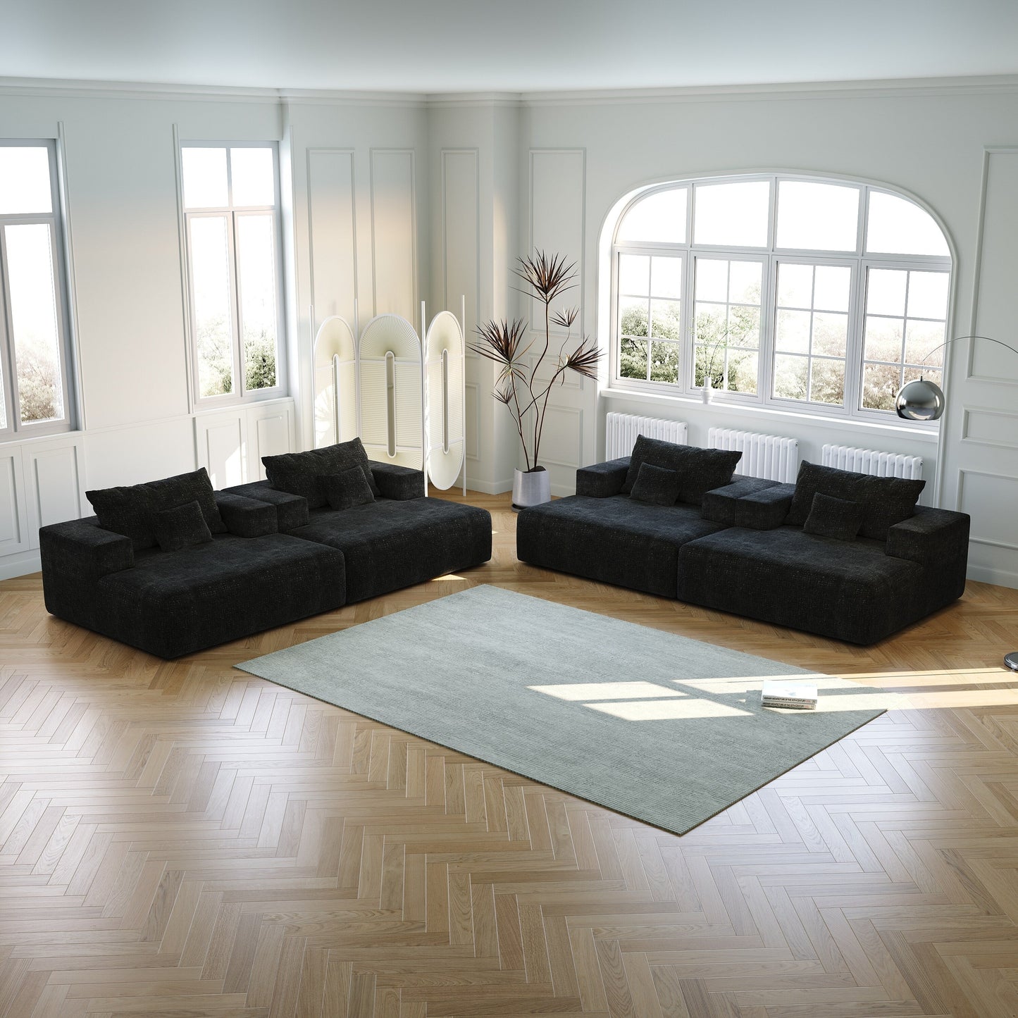 Chenille Single Sleeper Chair Sofa with Backrest Pillow