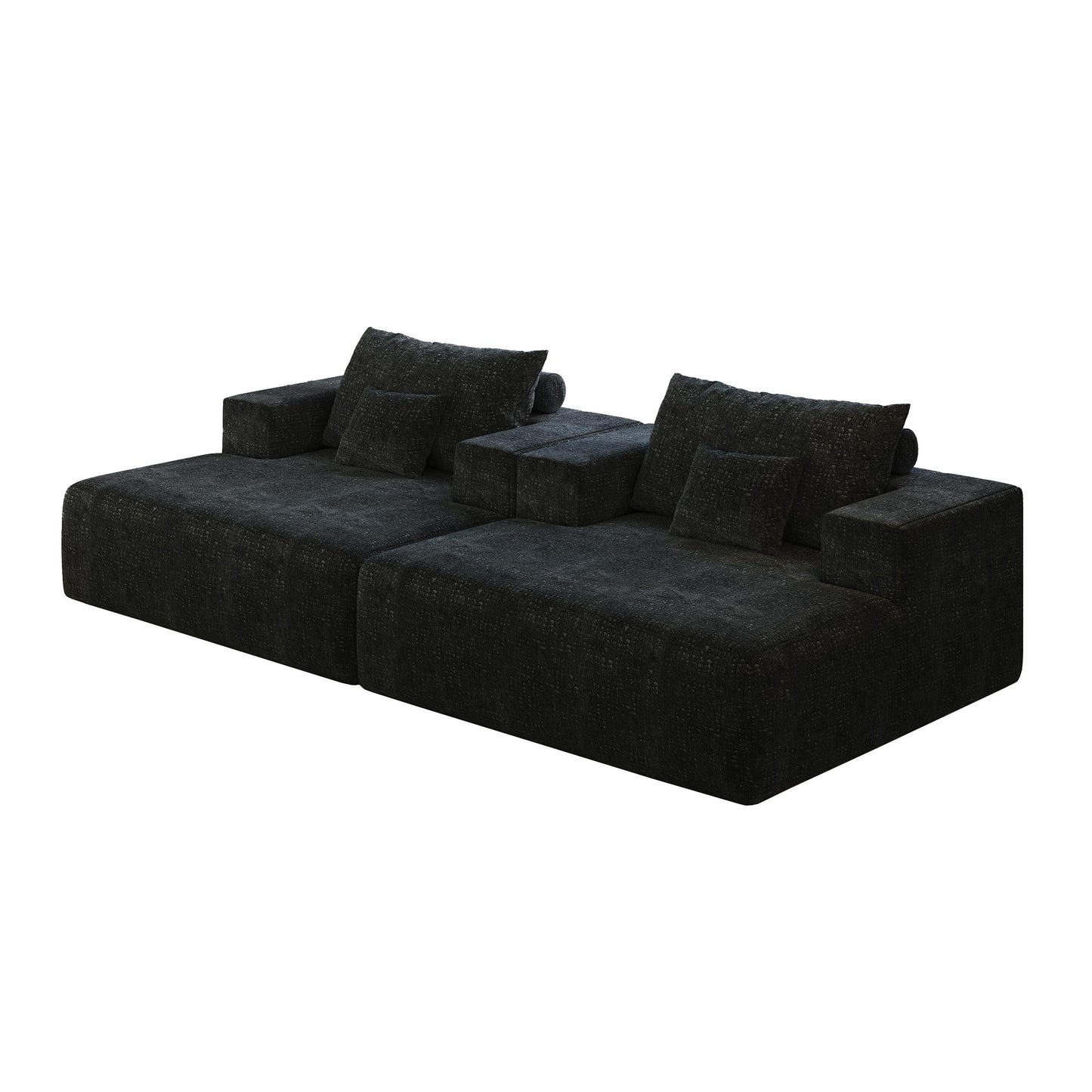Chenille Single Sleeper Chair Sofa with Backrest Pillow