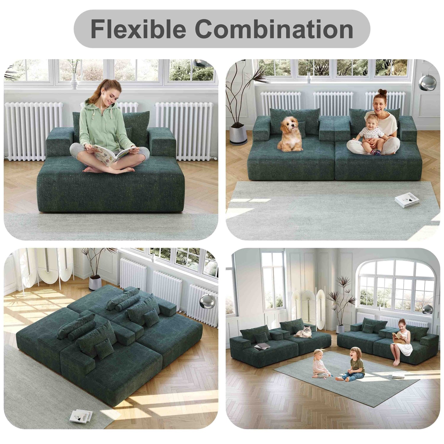 Chenille Single Sleeper Chair Sofa with Backrest Pillow
