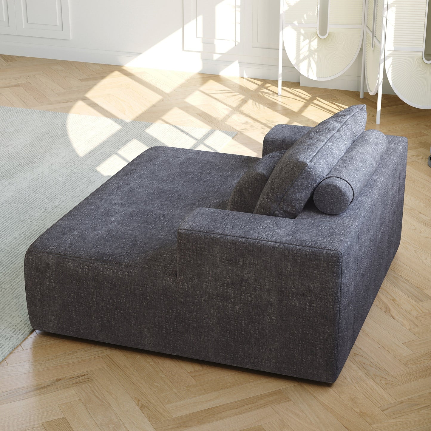 Chenille Single Sleeper Chair Sofa with Backrest Pillow