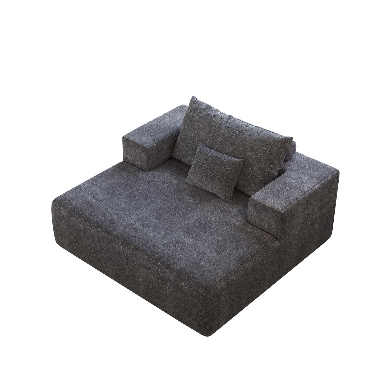 Chenille Single Sleeper Chair Sofa with Backrest Pillow