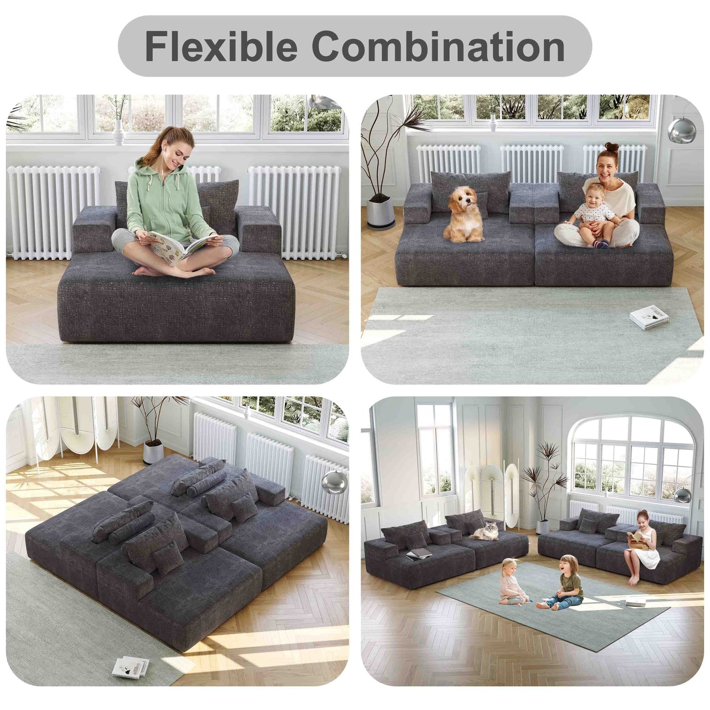 Chenille Single Sleeper Chair Sofa with Backrest Pillow