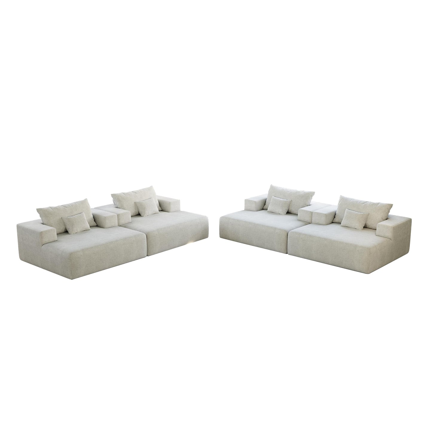 Chenille Single Sleeper Chair Sofa with Backrest Pillow
