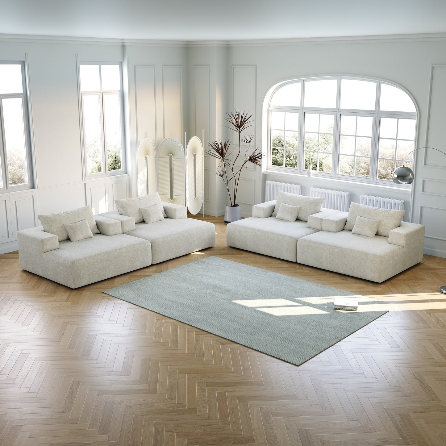 Chenille Single Sleeper Chair Sofa with Backrest Pillow