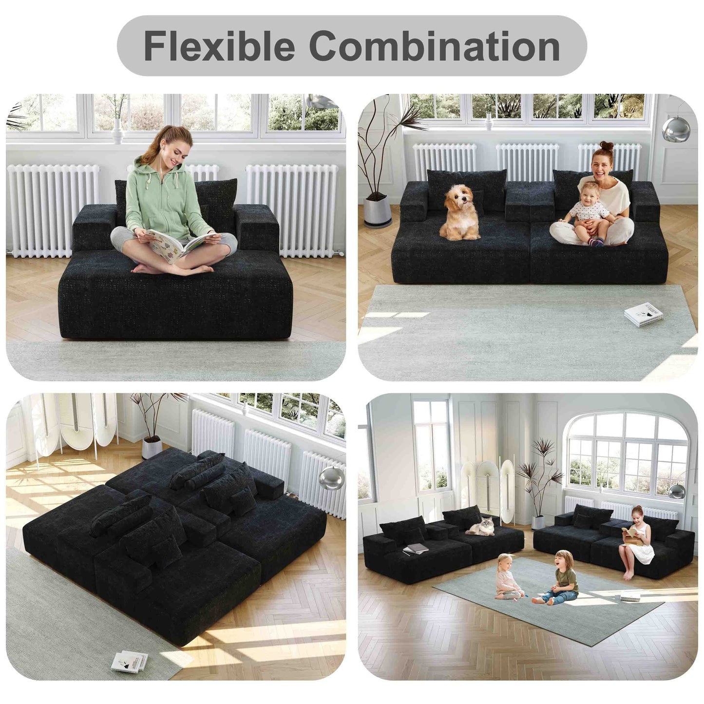 Chenille Single Sleeper Chair Sofa with Backrest Pillow