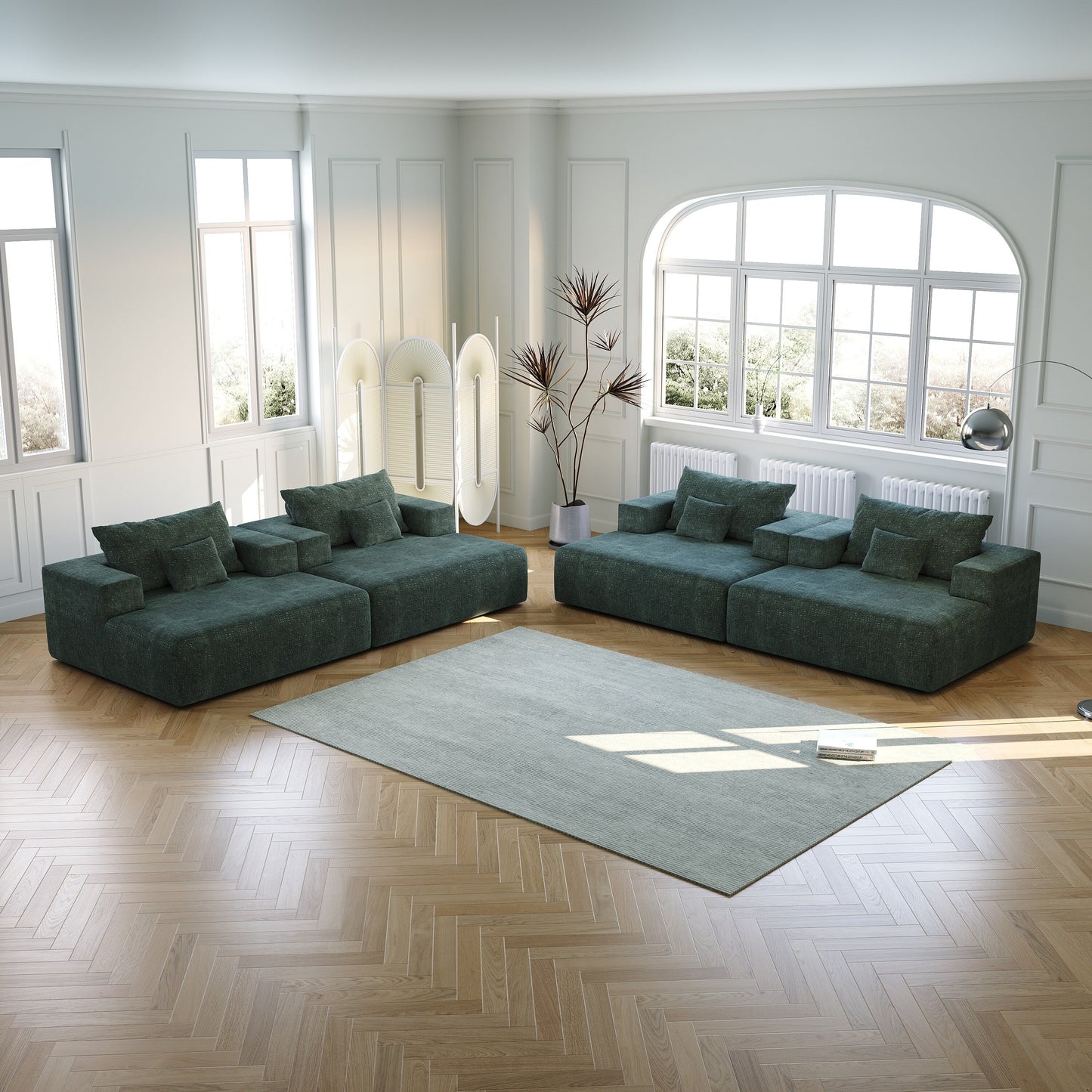 Chenille Single Sleeper Chair Sofa with Backrest Pillow