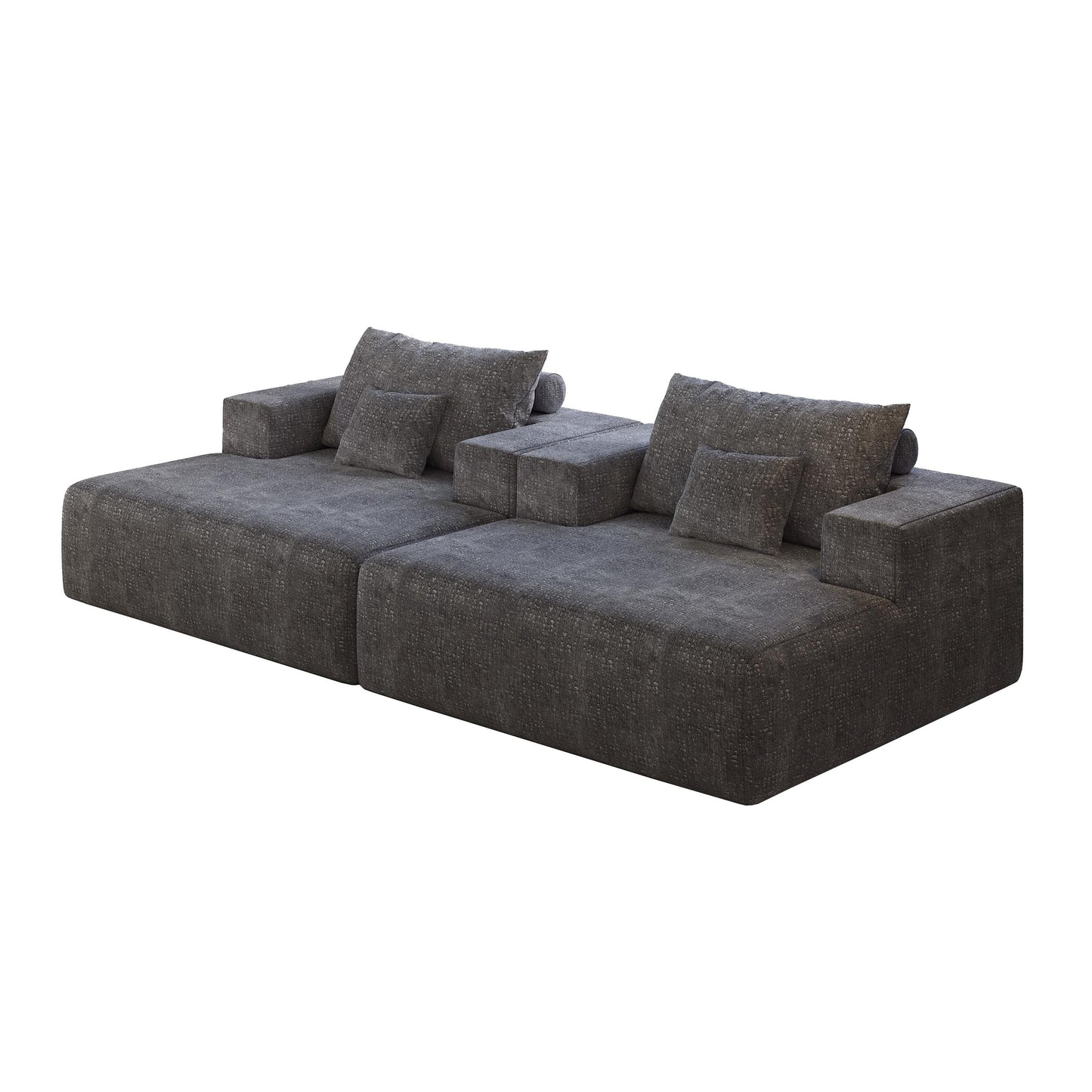 Chenille Single Sleeper Chair Sofa with Backrest Pillow