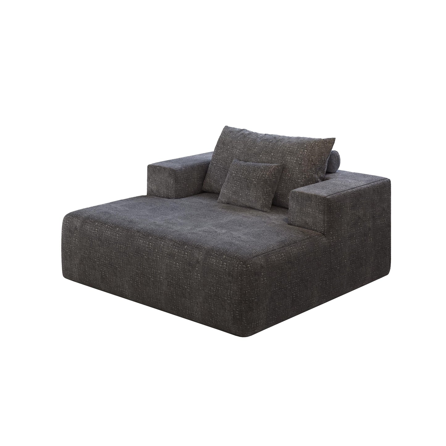 Chenille Single Sleeper Chair Sofa with Backrest Pillow