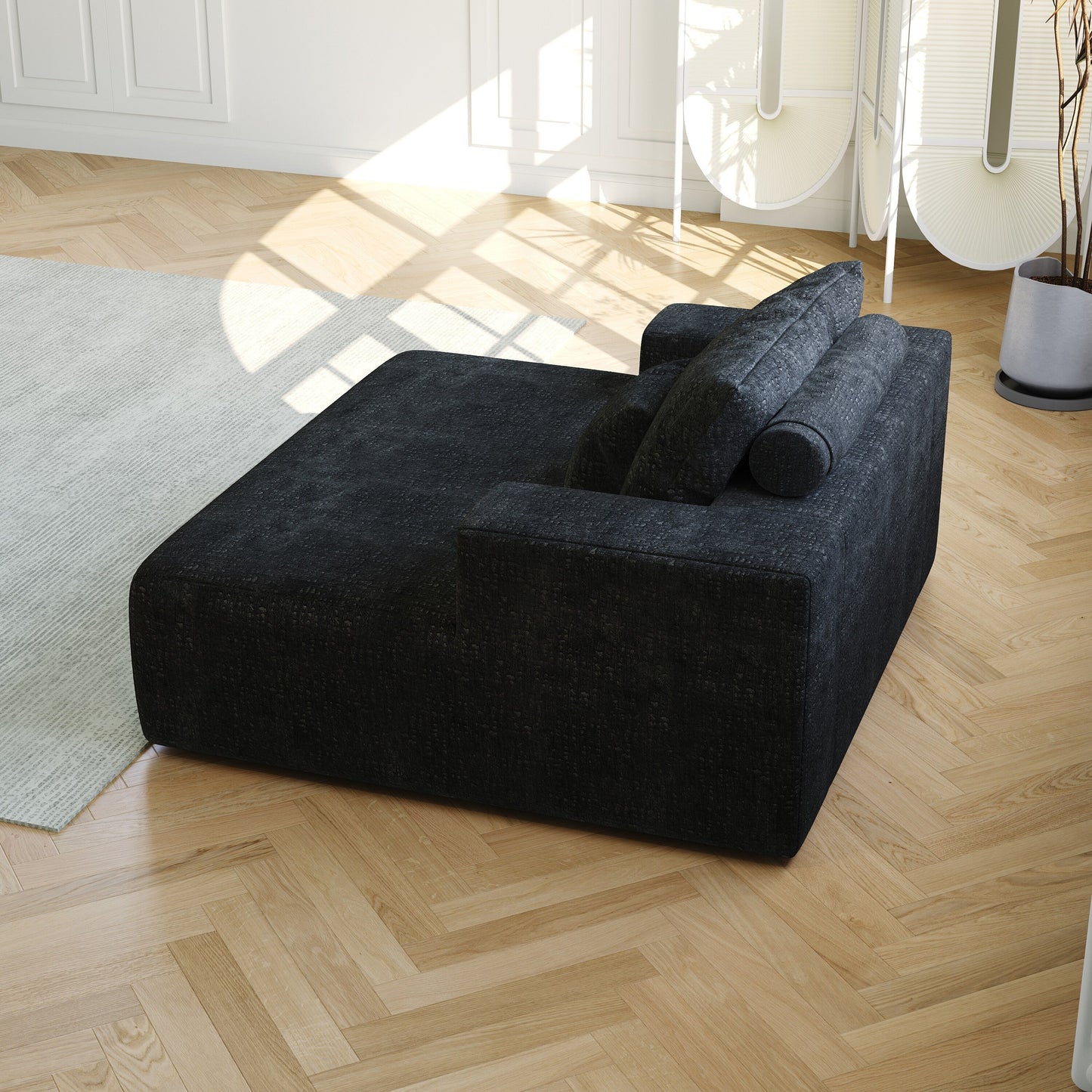 Chenille Single Sleeper Chair Sofa with Backrest Pillow