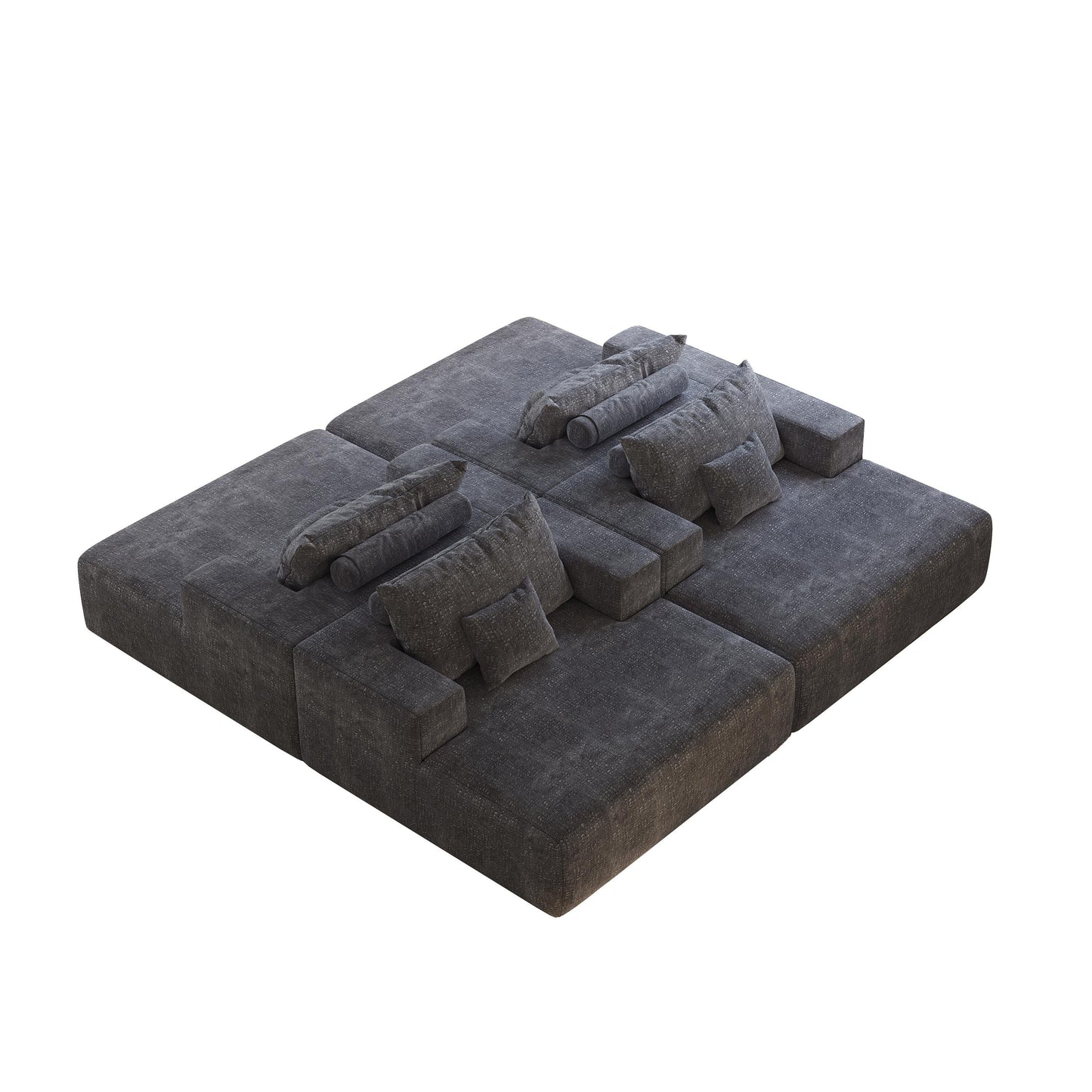 Chenille Single Sleeper Chair Sofa with Backrest Pillow