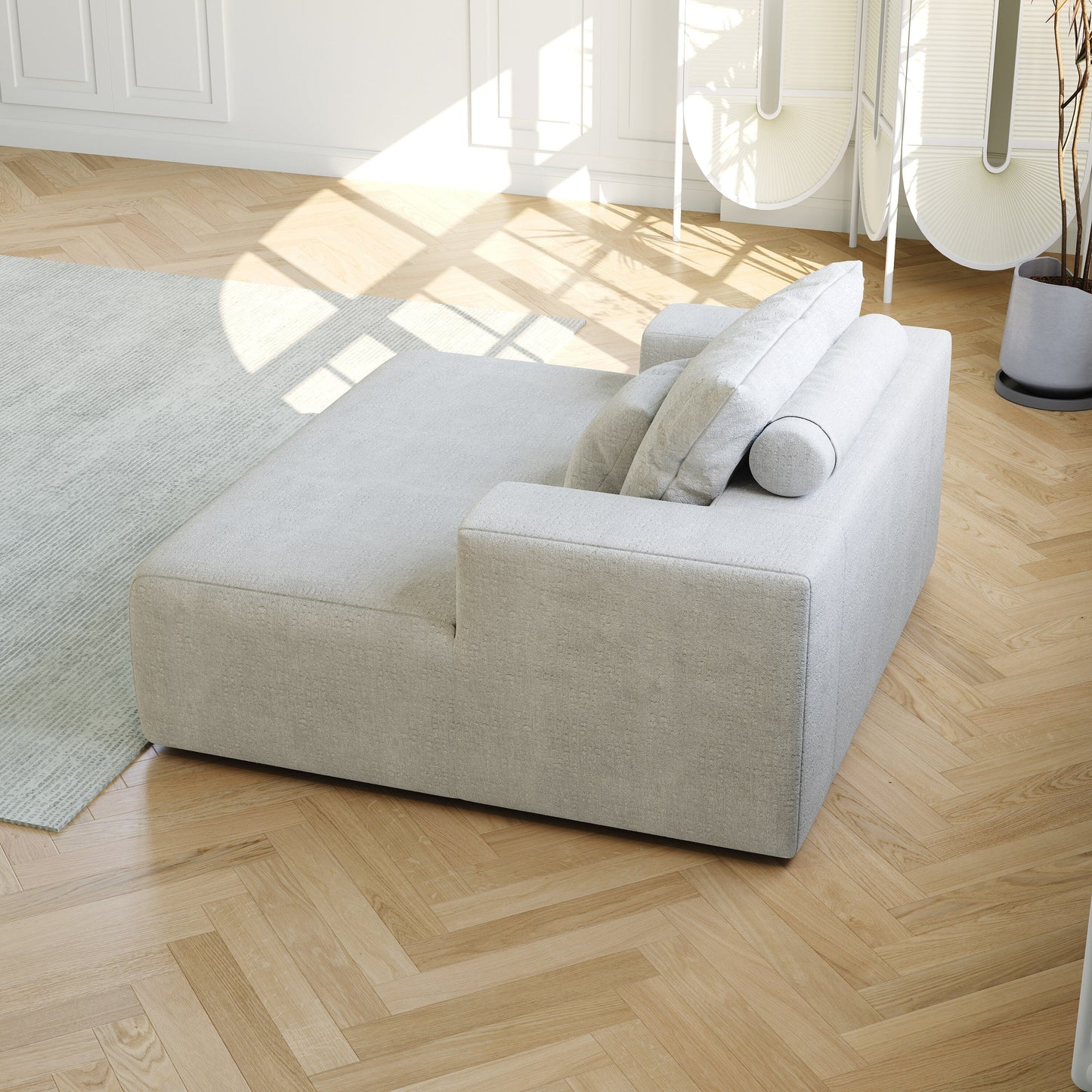 Chenille Single Sleeper Chair Sofa with Backrest Pillow