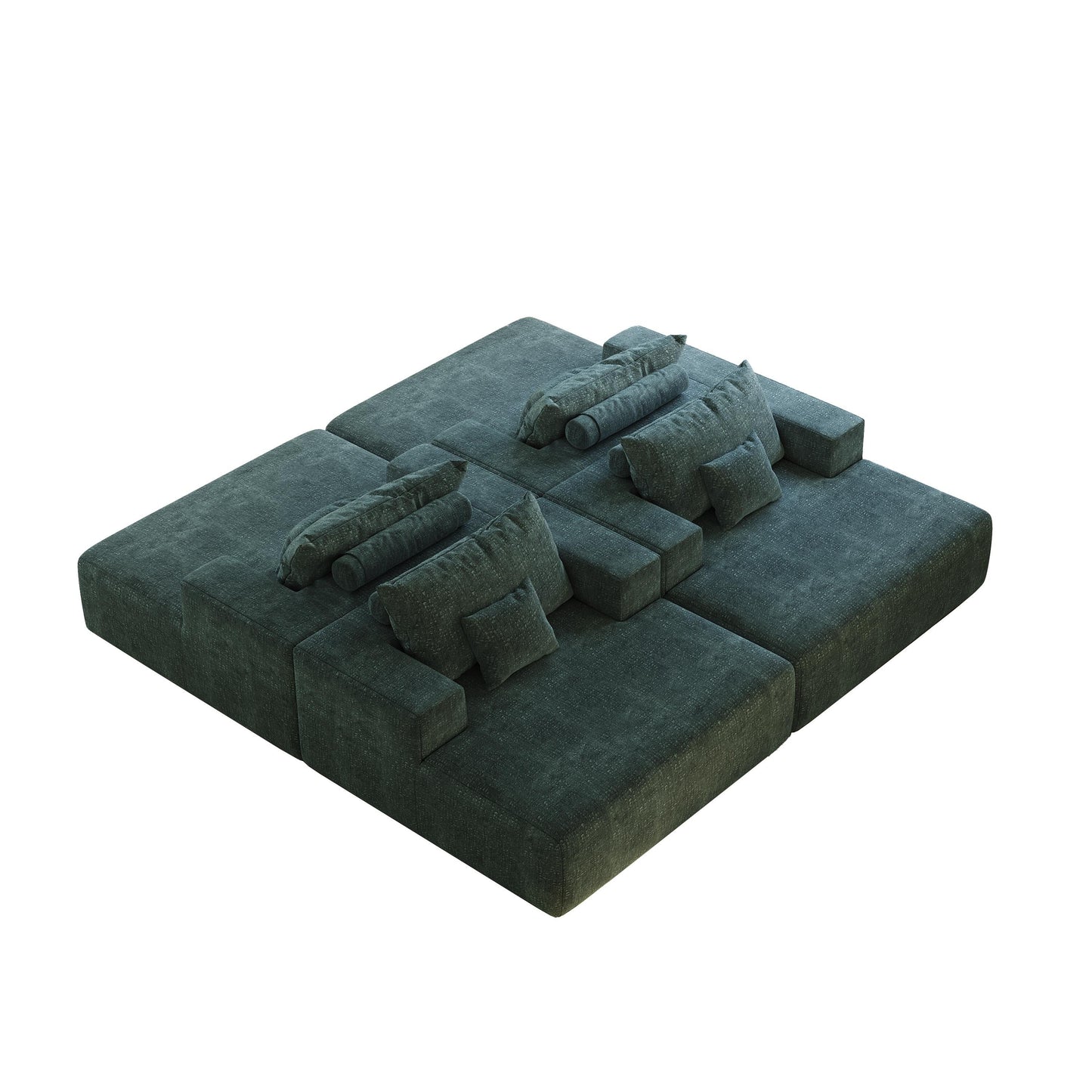 Chenille Single Sleeper Chair Sofa with Backrest Pillow