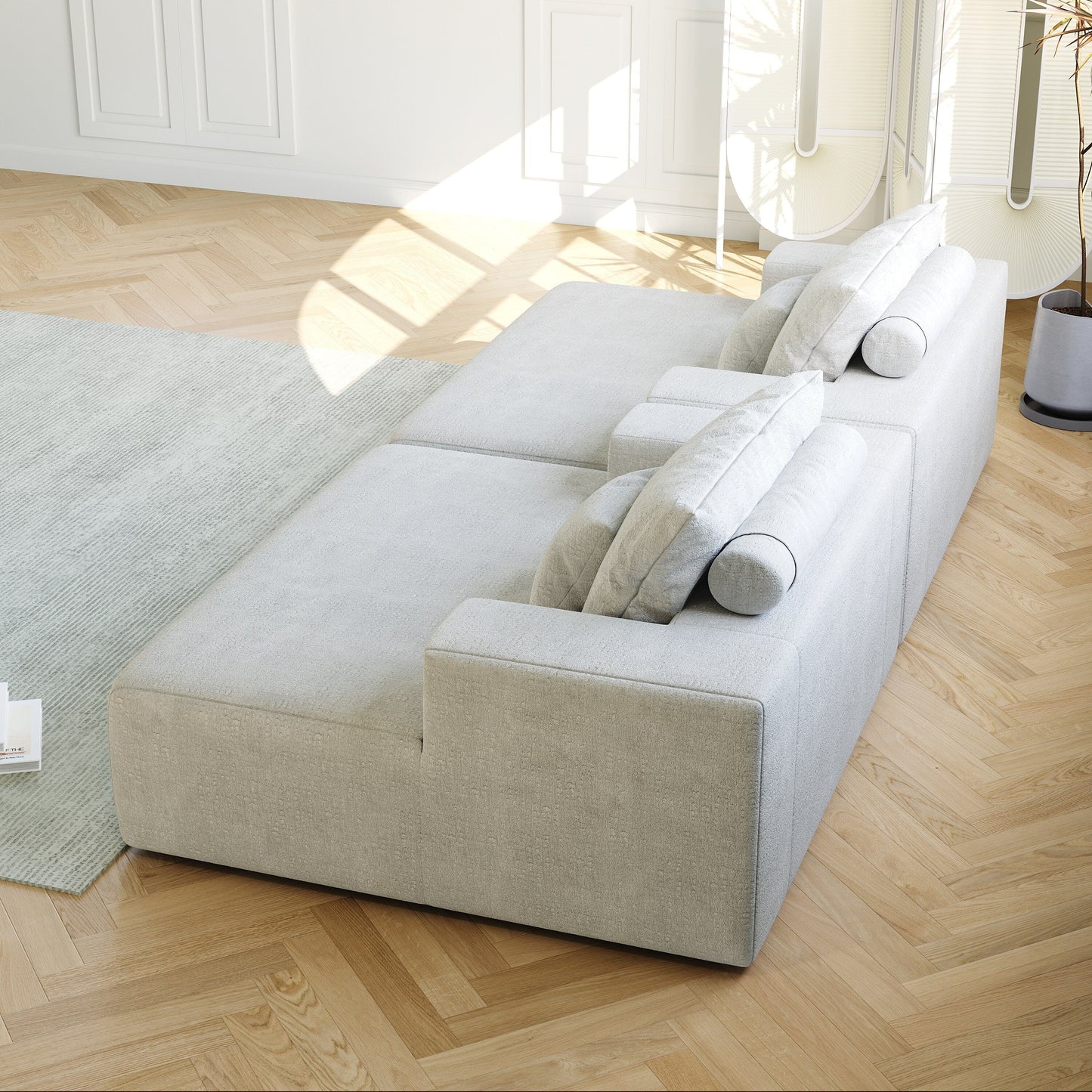 Chenille Single Sleeper Chair Sofa with Backrest Pillow