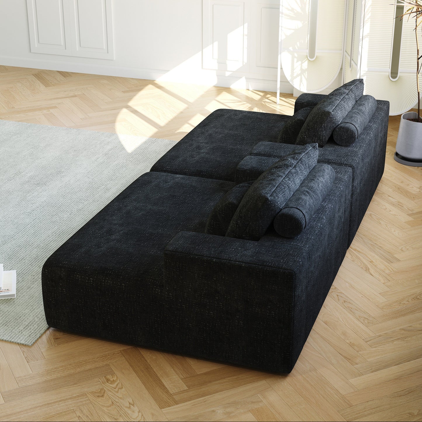 Chenille Single Sleeper Chair Sofa with Backrest Pillow
