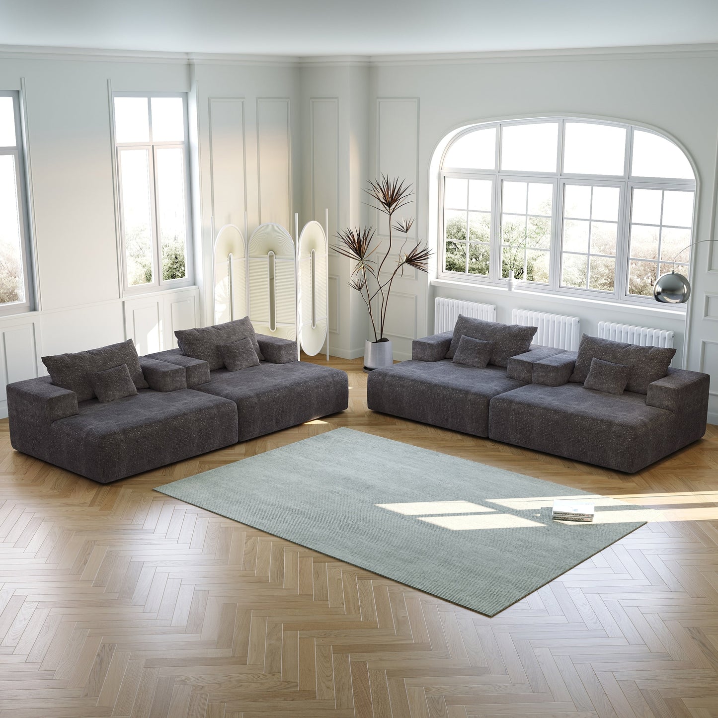 Chenille Single Sleeper Chair Sofa with Backrest Pillow