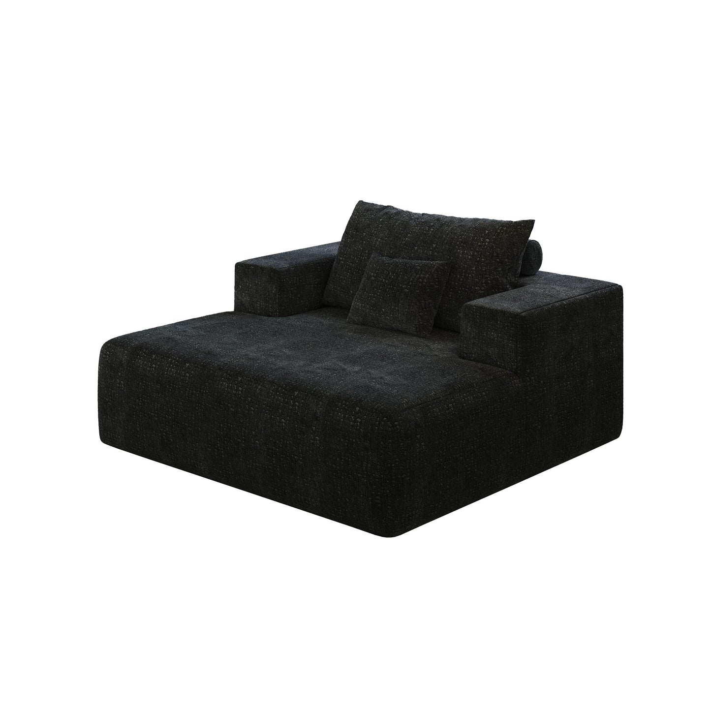 Chenille Single Sleeper Chair Sofa with Backrest Pillow