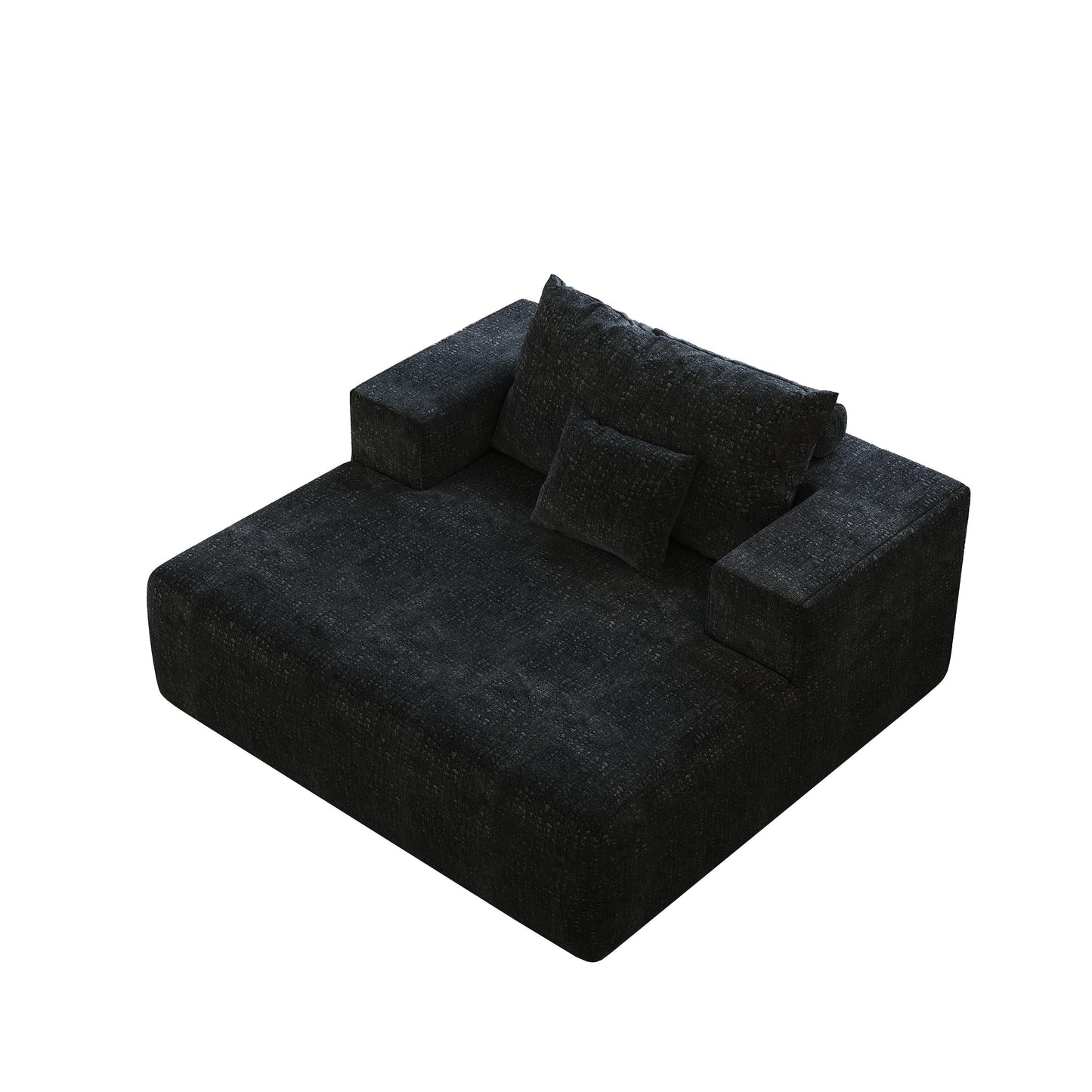 Chenille Single Sleeper Chair Sofa with Backrest Pillow