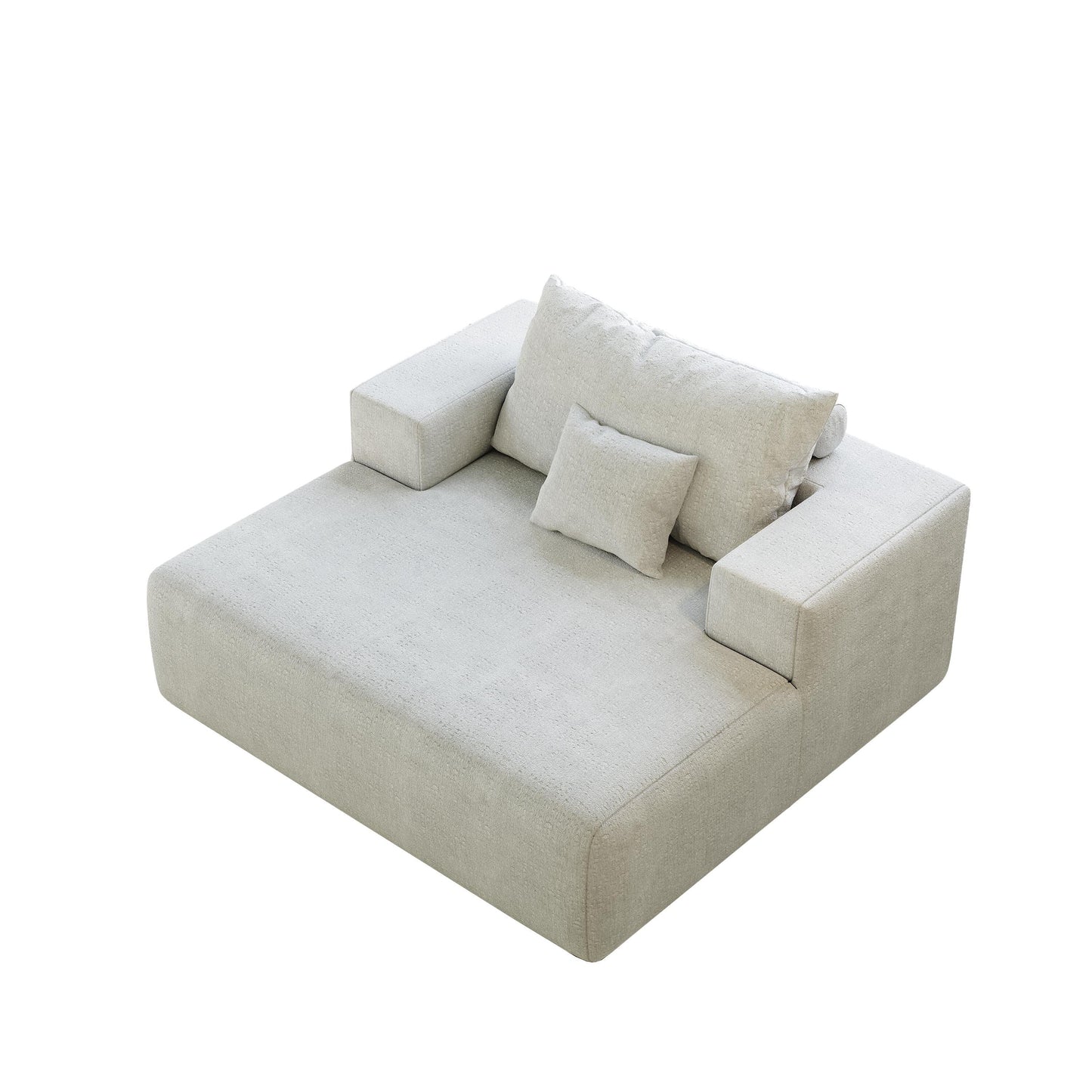 Chenille Single Sleeper Chair Sofa with Backrest Pillow