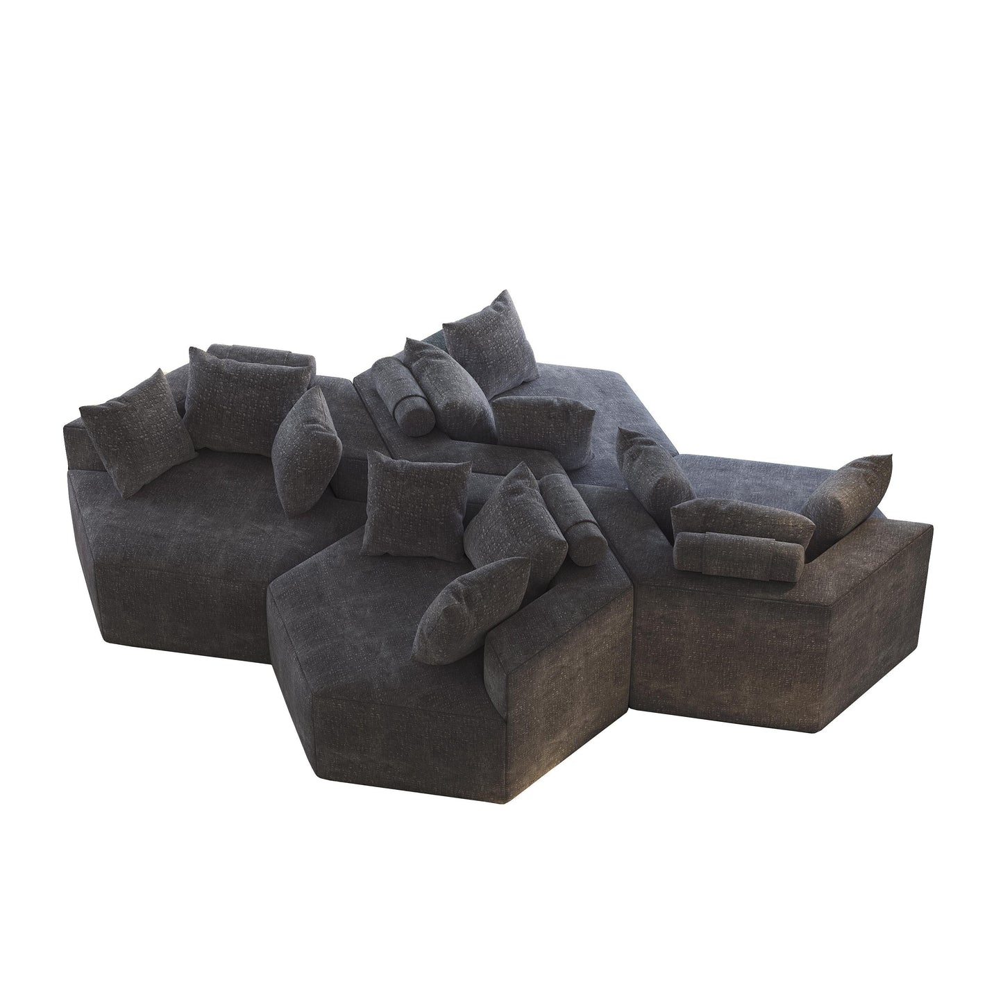 Chenille Single Sleeper Sofa with Backrest Pillow