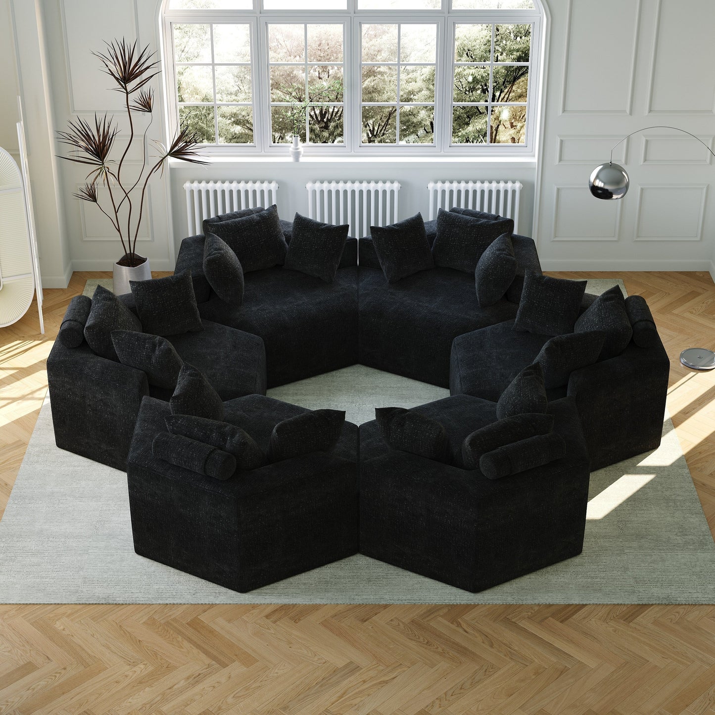 Chenille Single Sleeper Sofa with Backrest Pillow