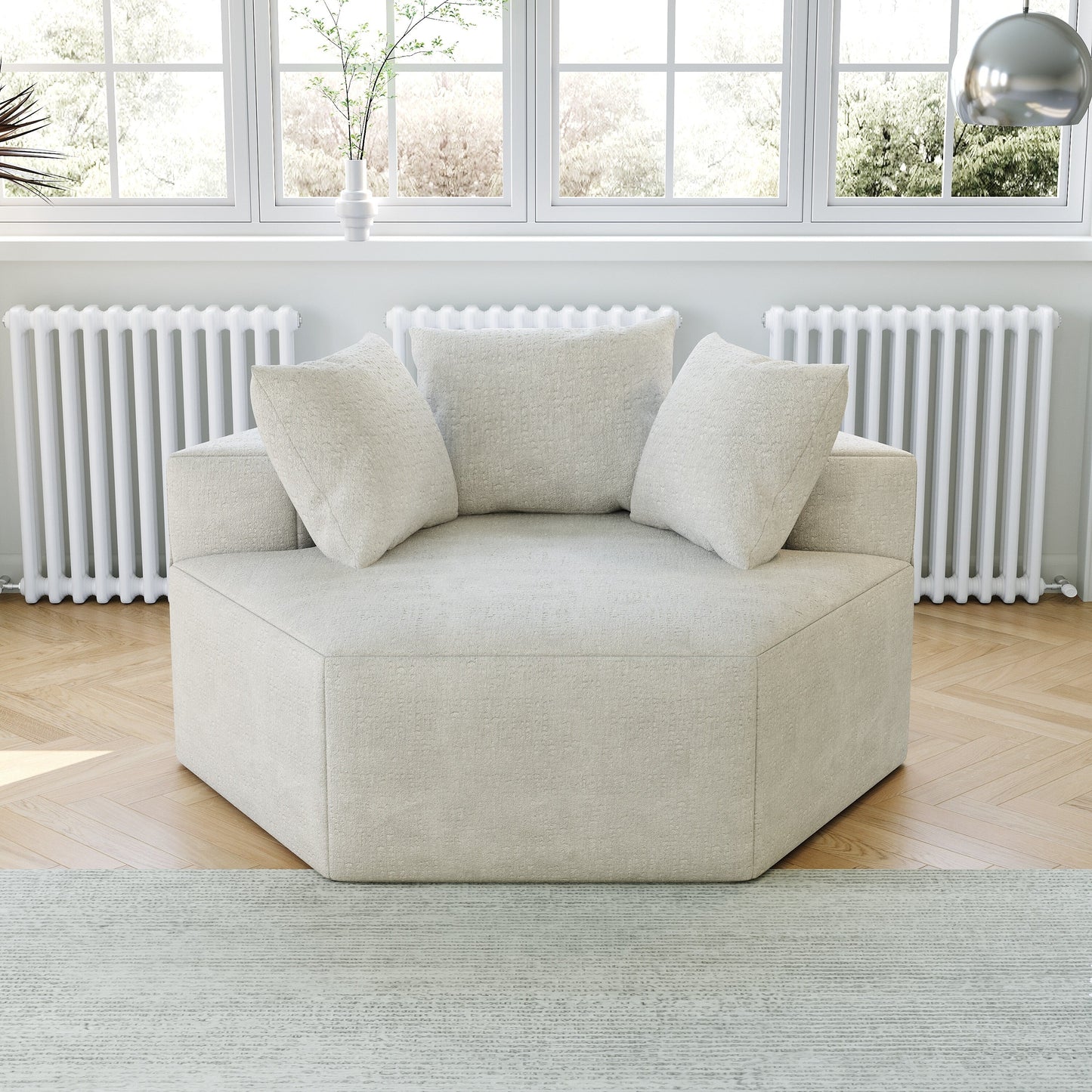 Chenille Single Sleeper Sofa with Backrest Pillow