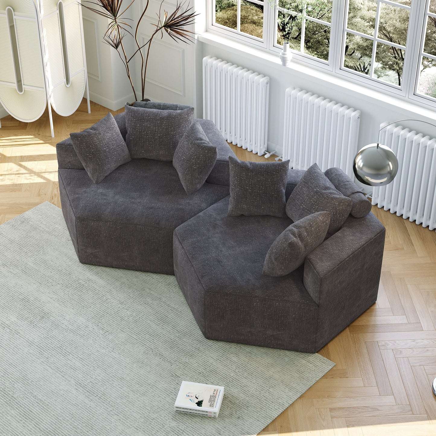 Chenille Single Sleeper Sofa with Backrest Pillow