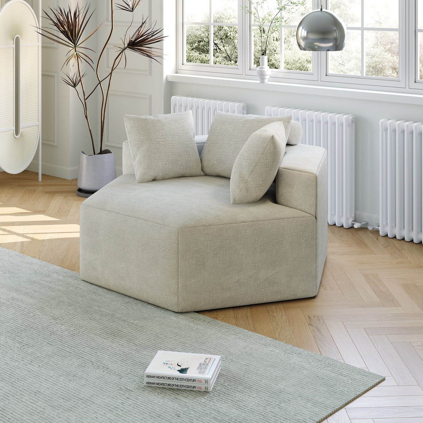 Chenille Single Sleeper Sofa with Backrest Pillow