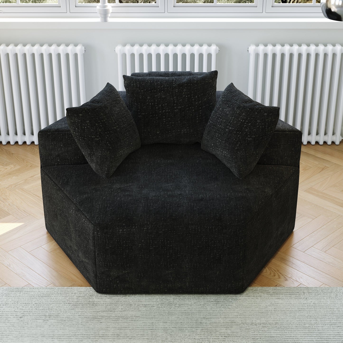 Chenille Single Sleeper Sofa with Backrest Pillow