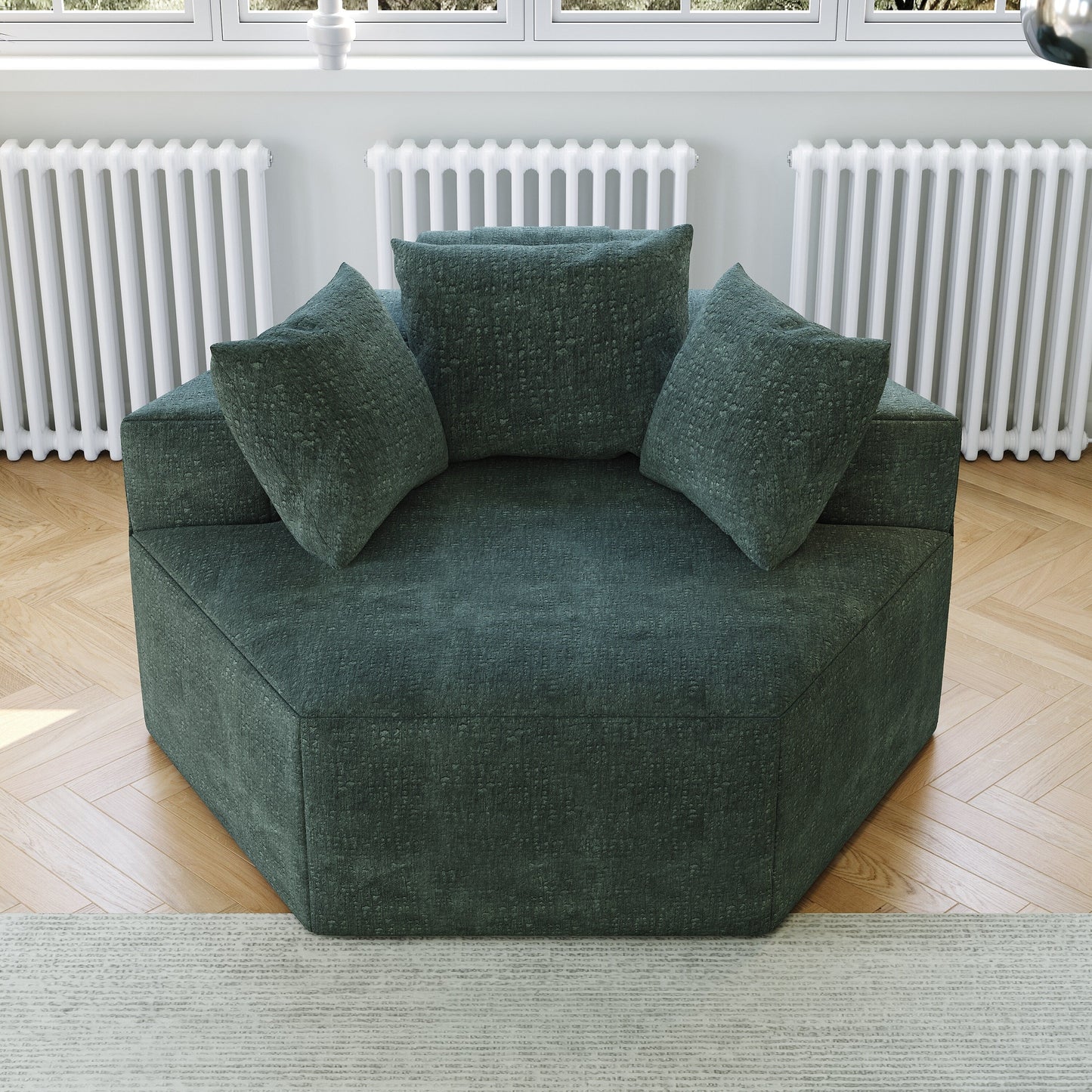 Chenille Single Sleeper Sofa with Backrest Pillow