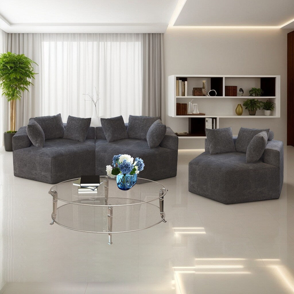 Chenille Single Sleeper Sofa with Backrest Pillow