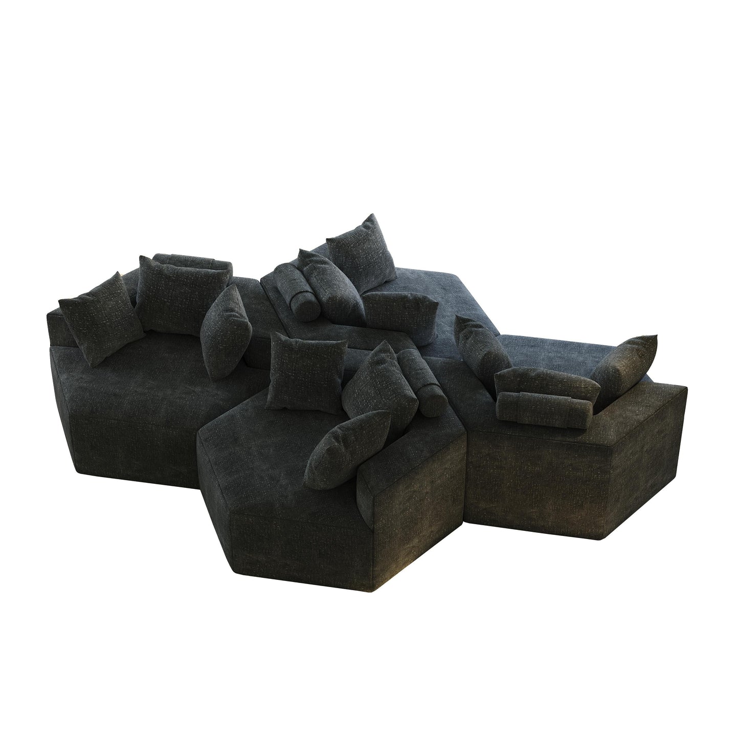 Chenille Single Sleeper Sofa with Backrest Pillow