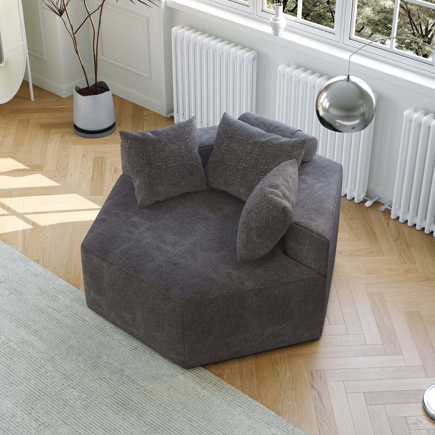 Chenille Single Sleeper Sofa with Backrest Pillow