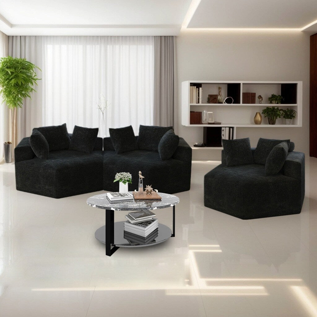 Chenille Single Sleeper Sofa with Backrest Pillow